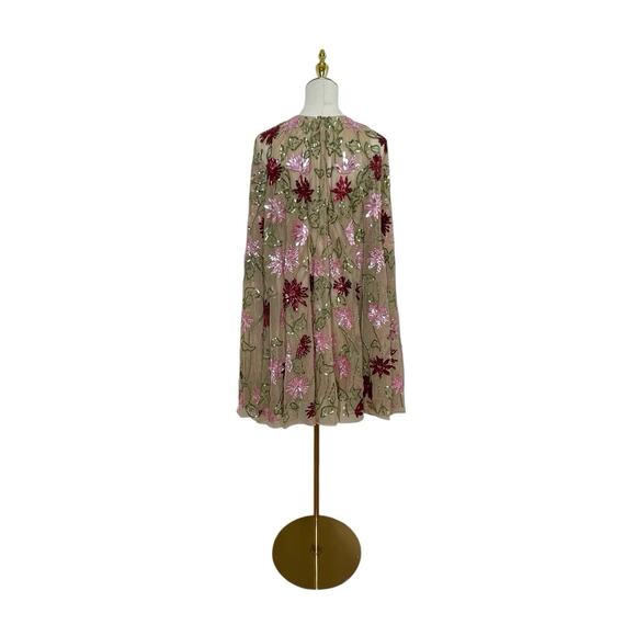 MAC DUGGAL 6123 Embellished Floral Beaded Mesh Shawl Mini Dress Size 8 $498 - Picture 4 of 8